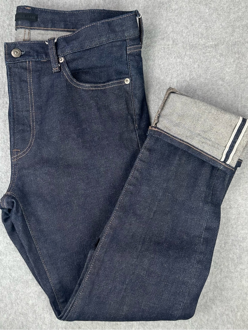 UNIQLO | Selvedge Slim Straight Jeans | Mens 33x34 | Dark Blue Kaihara Denim